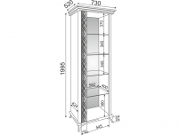 Пенал-витрина Скарлетт М01 ШхГхВ 730х520х1995 мм