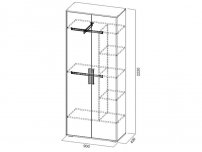 Шкаф 2-х створчатый комбинированный Грей ШхВхГ 900х2220х430 мм