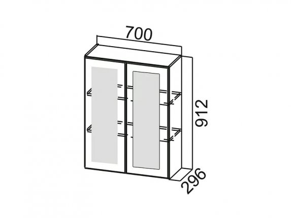 Шкаф навесной 700 со стеклом Ш700с Вектор 700х912х296
