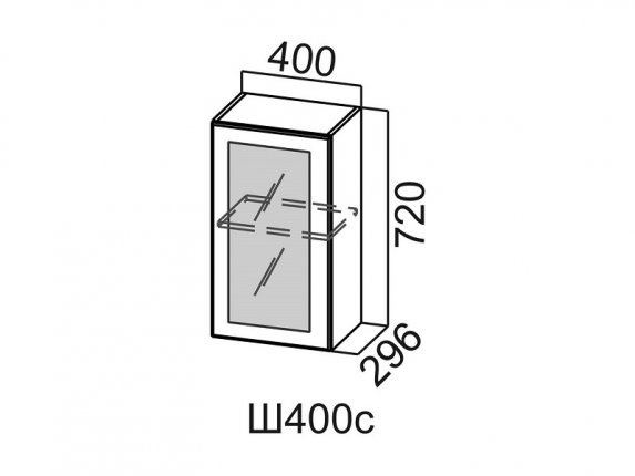Шкаф навесной со стеклом Ш400с Модус СВ 400х720х296