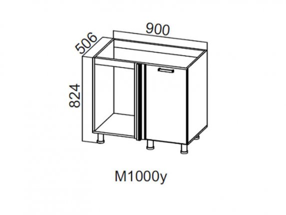 Стол-рабочий угловой под мойку 1000 М1000у Модерн 900х824х506